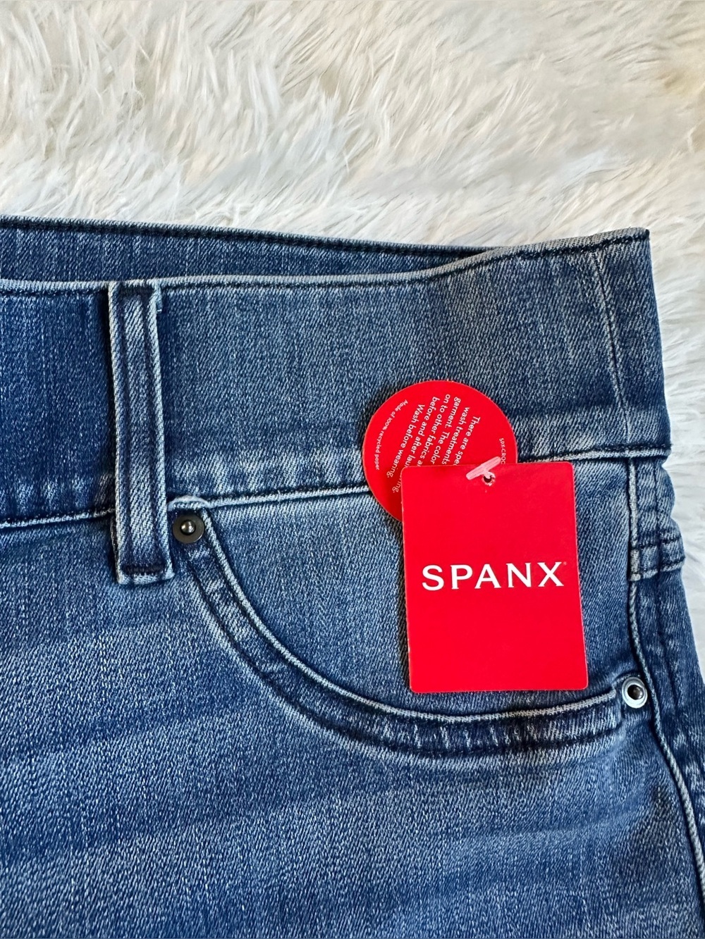 SPANX Blue Wide-Leg Cropped Jeans High Rise  pull on Denim 2X Casual - Picture 5 of 11